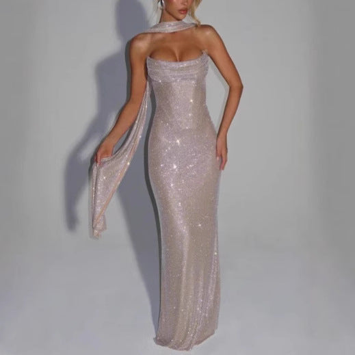 Spring Womens Long Sequin Dress