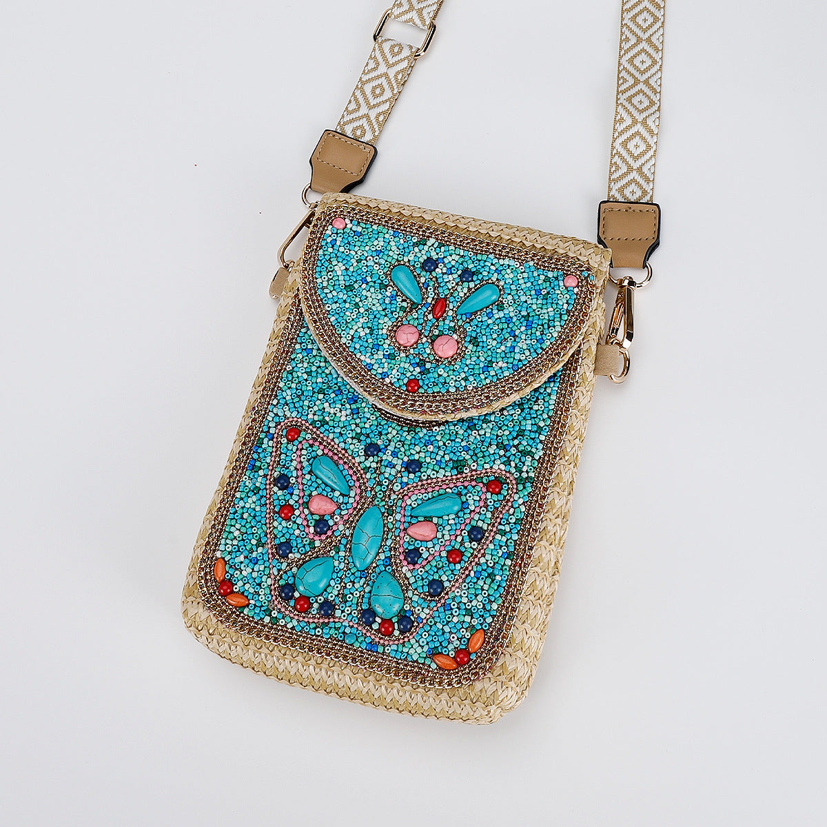 Rice Bead Bag Woven Women's Shoulder