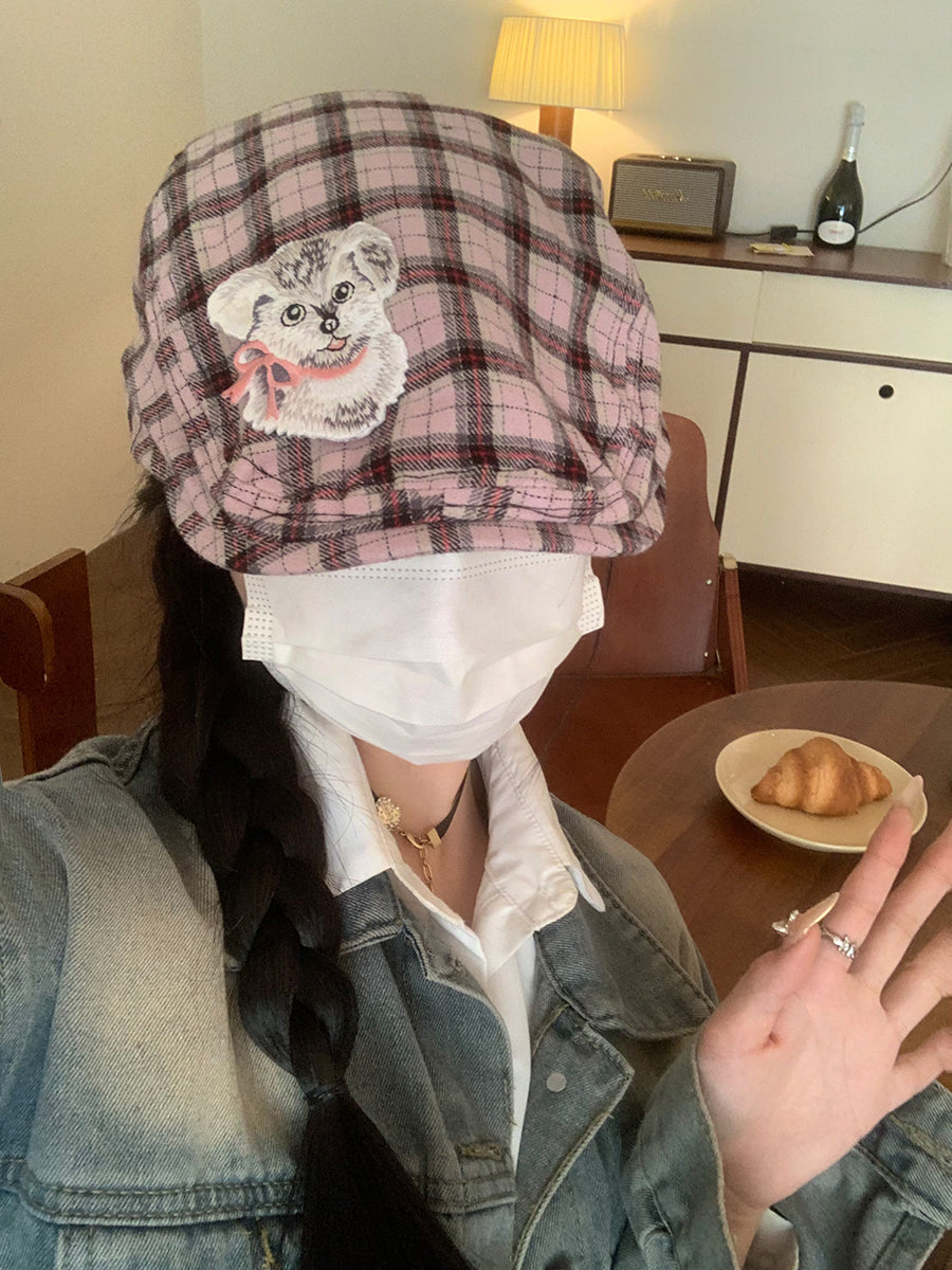 Y2g Japansk Plaid Sød Pige Hvalp Broderi Avancerede Huer