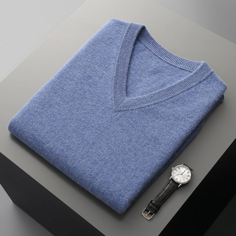 Afslappet ærmeløs V-hals sweater til midaldrende