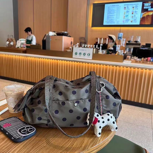 Niche-designed Polka-dot, High-capacity Versatile Nylon Shoulder Bag