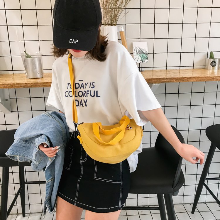 Creative Banana Embroidered Canvas Crossbody Bag
