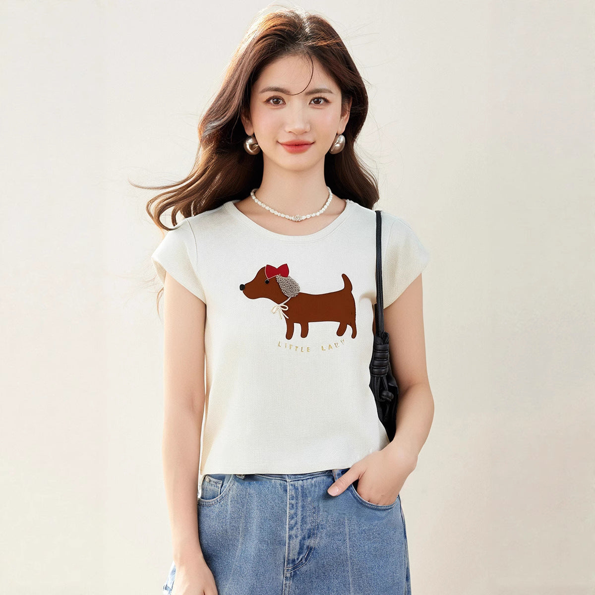Puppy Printed Batwing Sleeve Waistcoat Casual Sleeveless Top