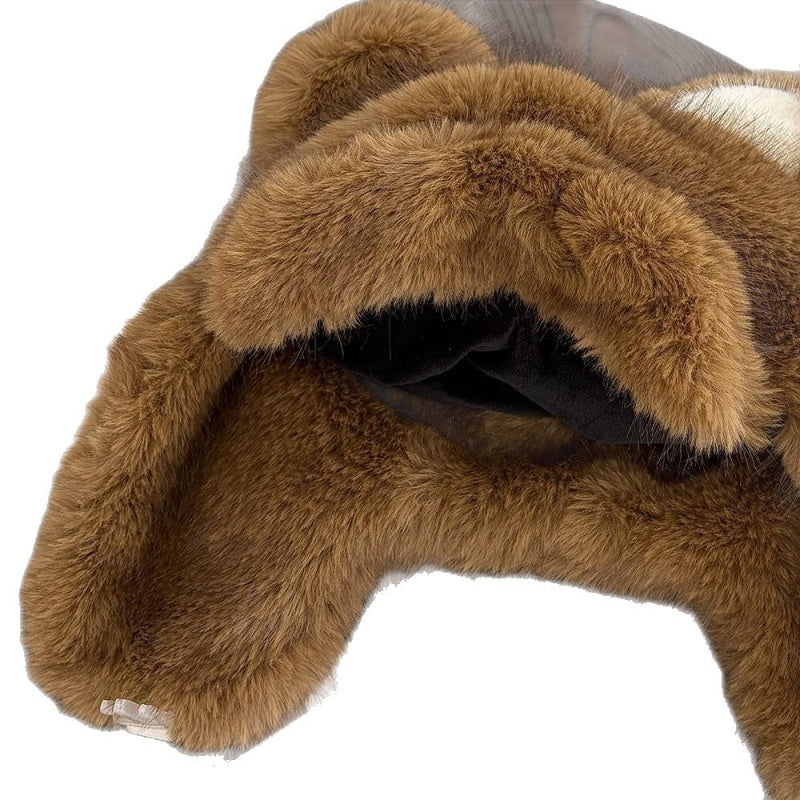 Cute Little Bear-ear Plush Lei Feng Cap For Women