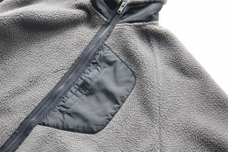 Men's Double-sided Polar Fleece Thickening Stand Collar Cashmere Hoodie