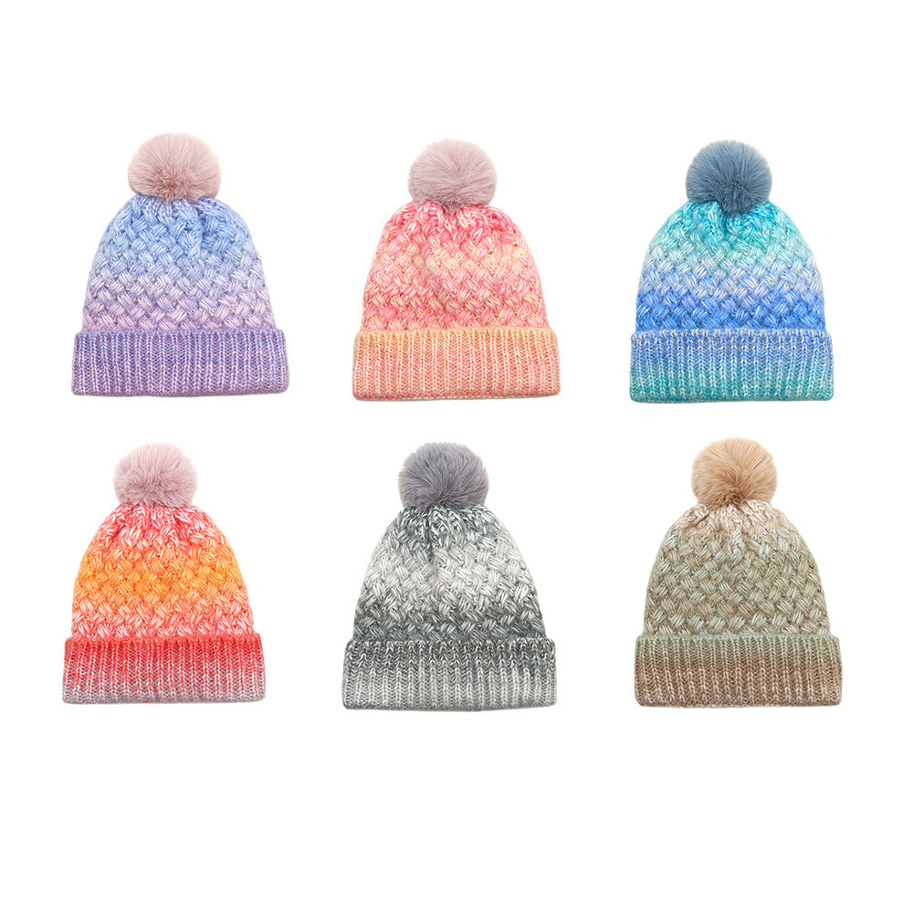 Cold-proof Woolen Cap Female Fleece-lined Thermal Knitting