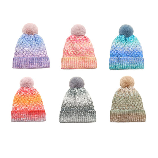 Cold-proof Woolen Cap Female Fleece-lined Thermal Knitting