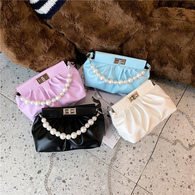 Pearl Hand Pleated Cloud Bag Women's Shoulder Bag