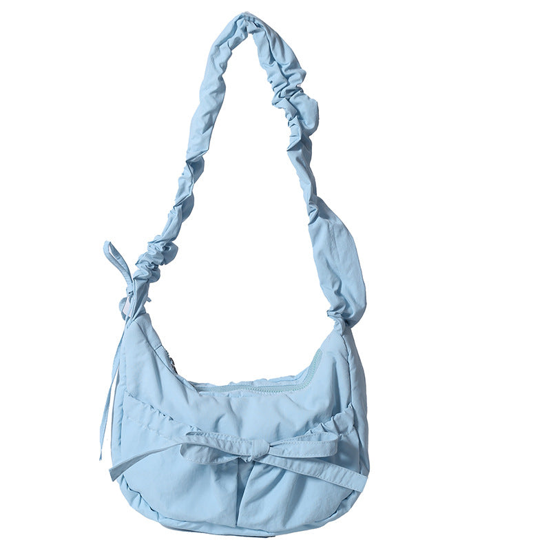 Temperament Wild Nylon Pleated Bow Girls' One-shoulder Bag