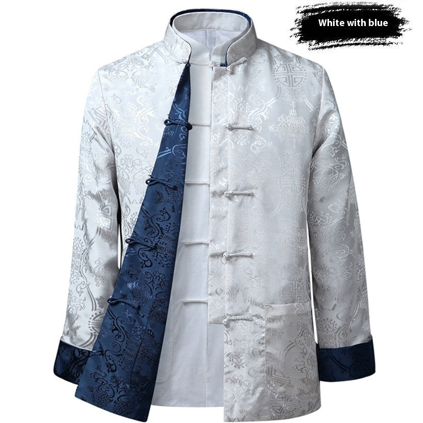 Men's Tang Suit Spring And Autumn Thin Coat Double-sided Wear