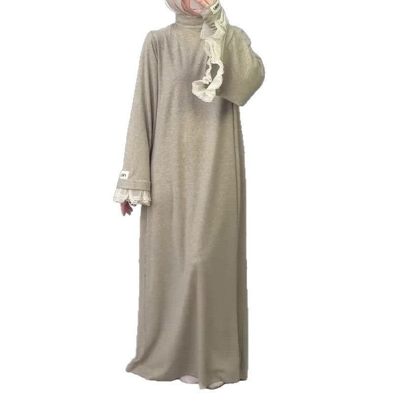 Dame plus-size blondekjole med rund hals