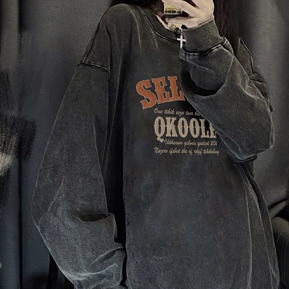 American Retro Washed Distressed Sweater For Women Spring And Autumn