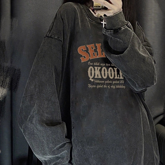 American Retro Washed Distressed Sweater For Women Spring And Autumn