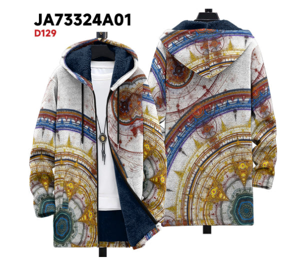 Digital Printed Standing Collar Jacket For Men's Outerwear 3D