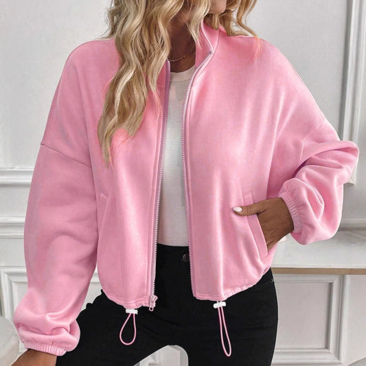 Plus Size Damejakke Enkel Afslappet Sweatshirt