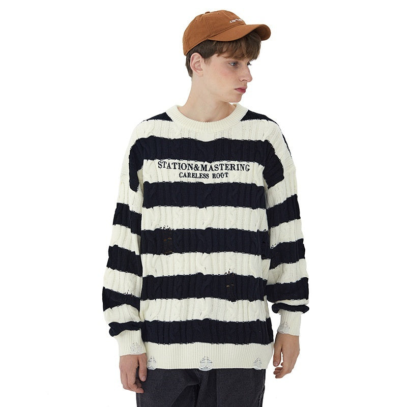 Men's Versatile Casual Contrasting Color Knitted Sweater