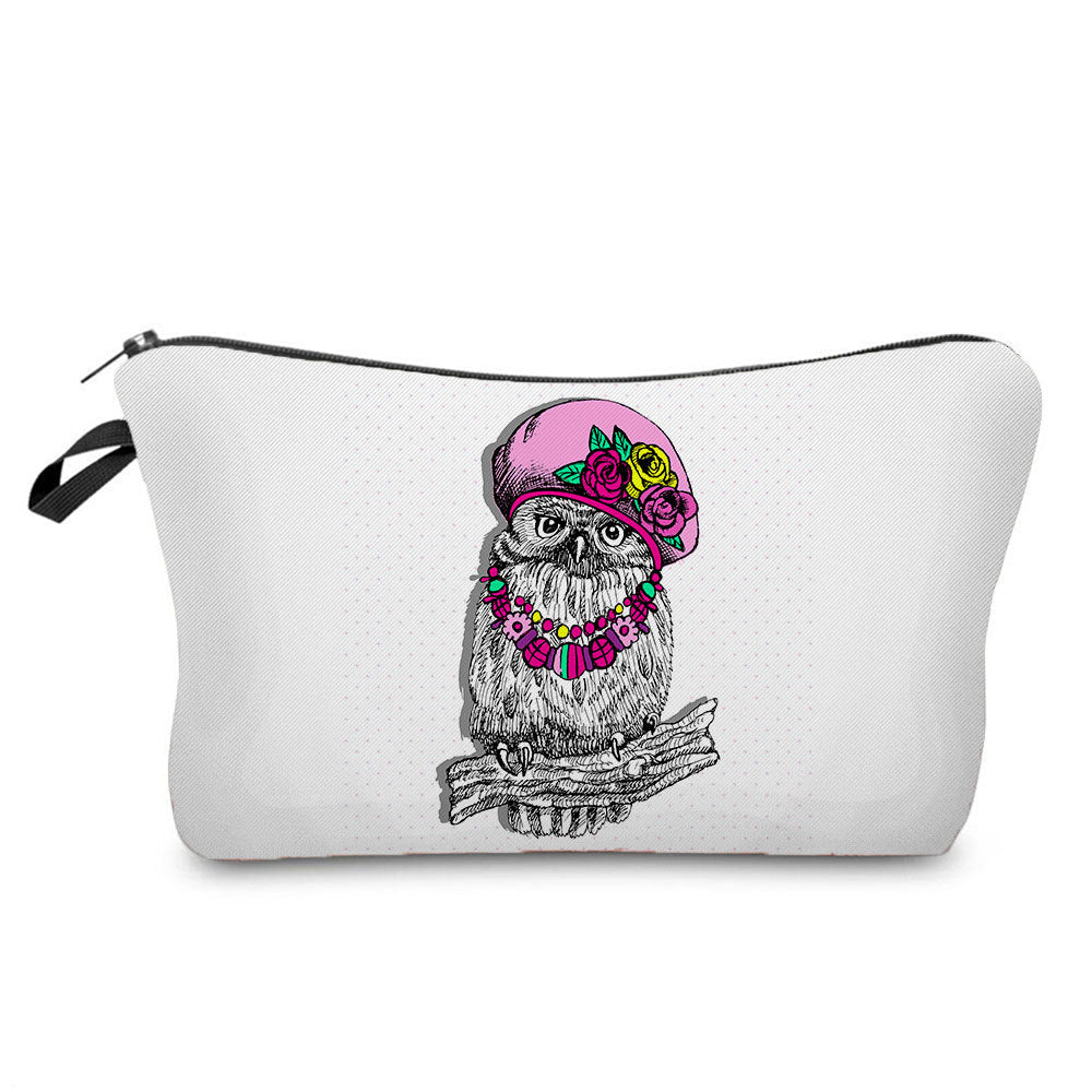 Cartoon Cute Owl Print Cosmetic Bag
