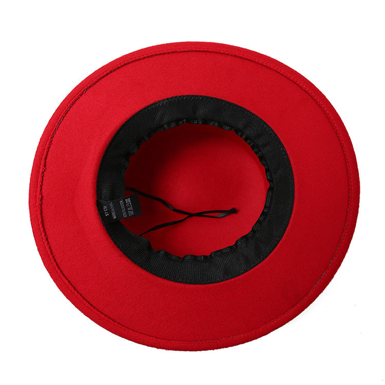 Flat Top Hat Women's Pearl Wool Felt Hat