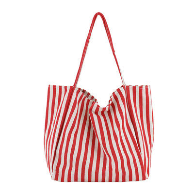 Retro Canvas Large Capacity Women's Fashion Stripe Shoulder Bag