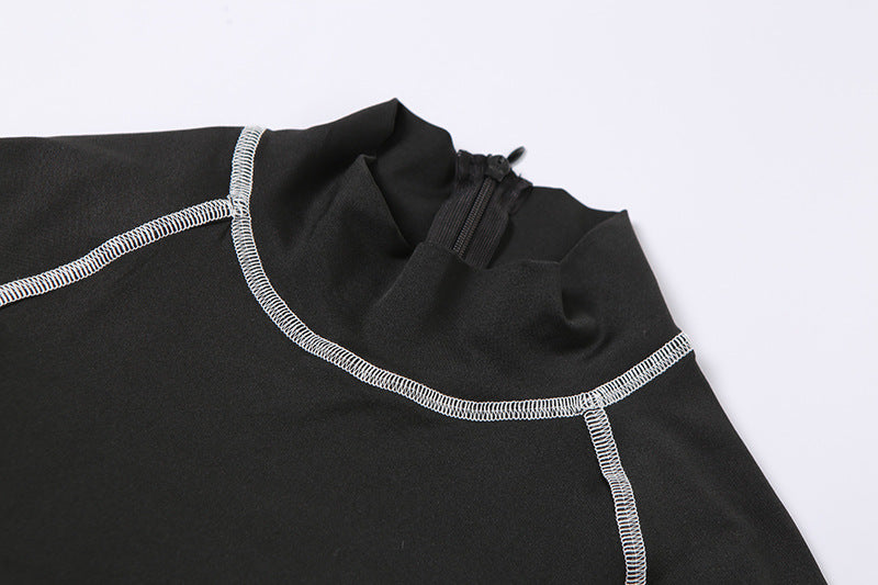 Spliced High-waist Tight-fitting Sports Fitness Jumpsuit