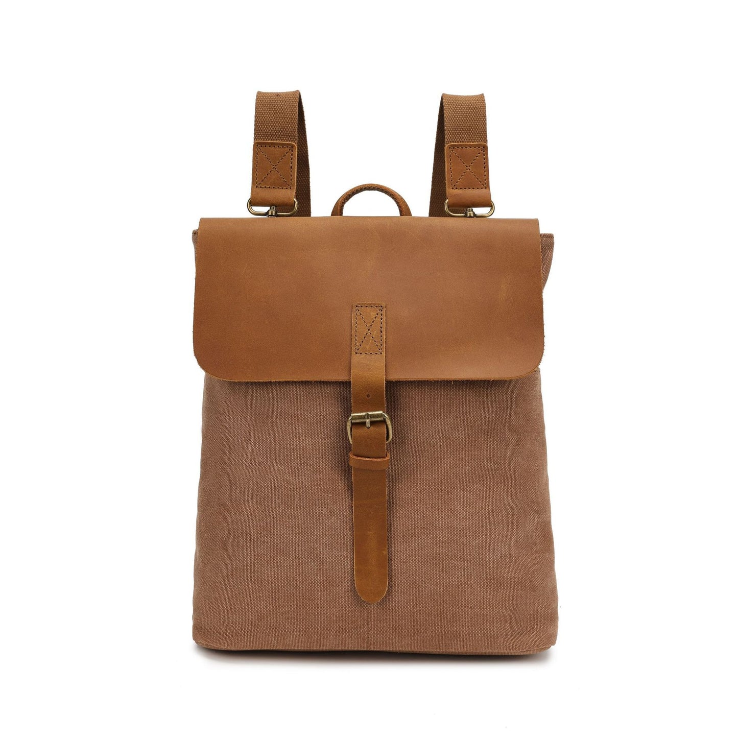 Crazy Horse Leather Casual Student Minimalist Backpack