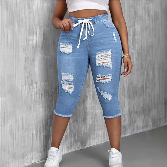 Slankende Rippede Jeans i Store Størrelser til Kvinder