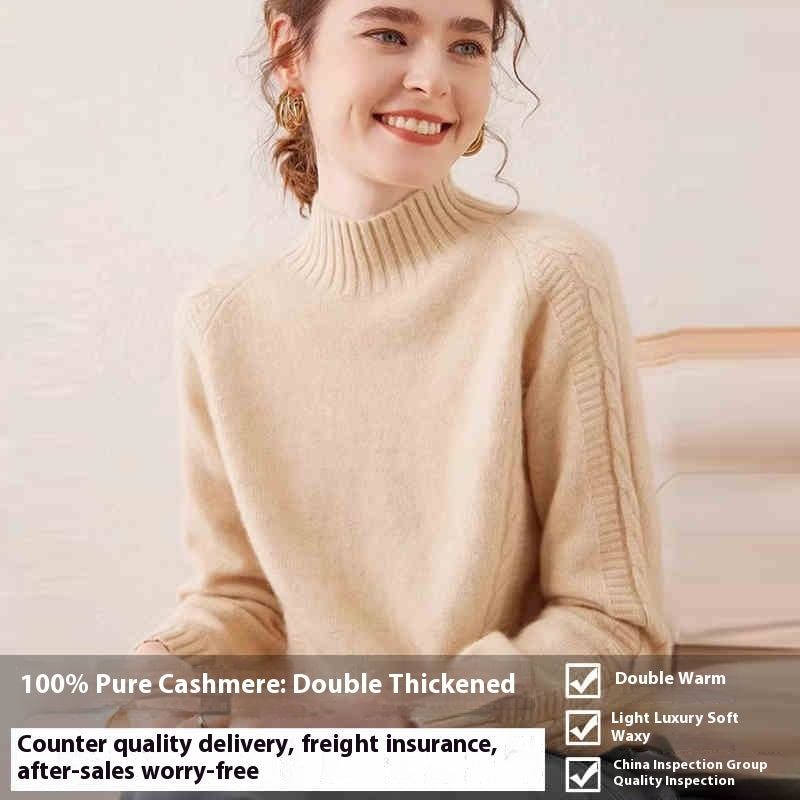 Pure Cashmere Sweater Autumn And Winter Thickened Knitting Bottoming Shirt