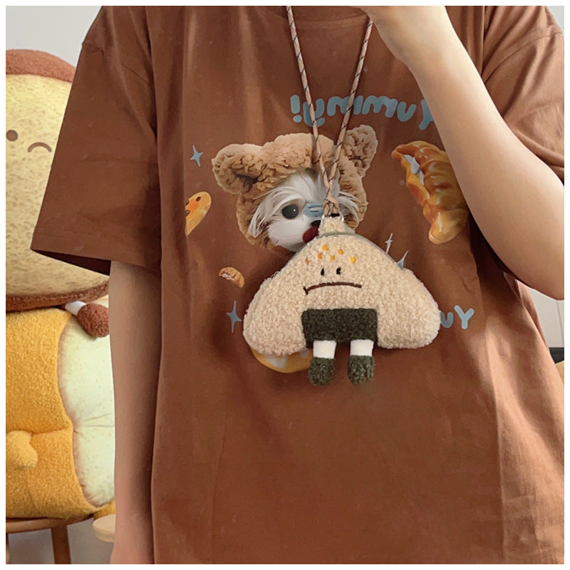 Cartoon Cute Expression Rice Ball Messenger Bag Halter
