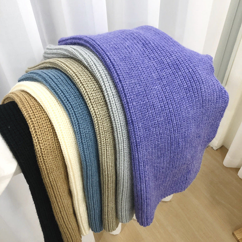 Women's Solid Color Warm Knitting Wool Scarf