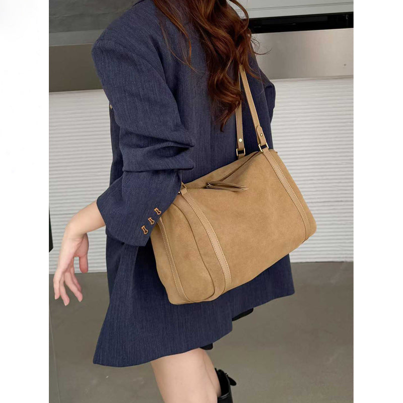 Autumn And Winter Vintage Matte Cowhide Boston Bag Shoulder Crossbody