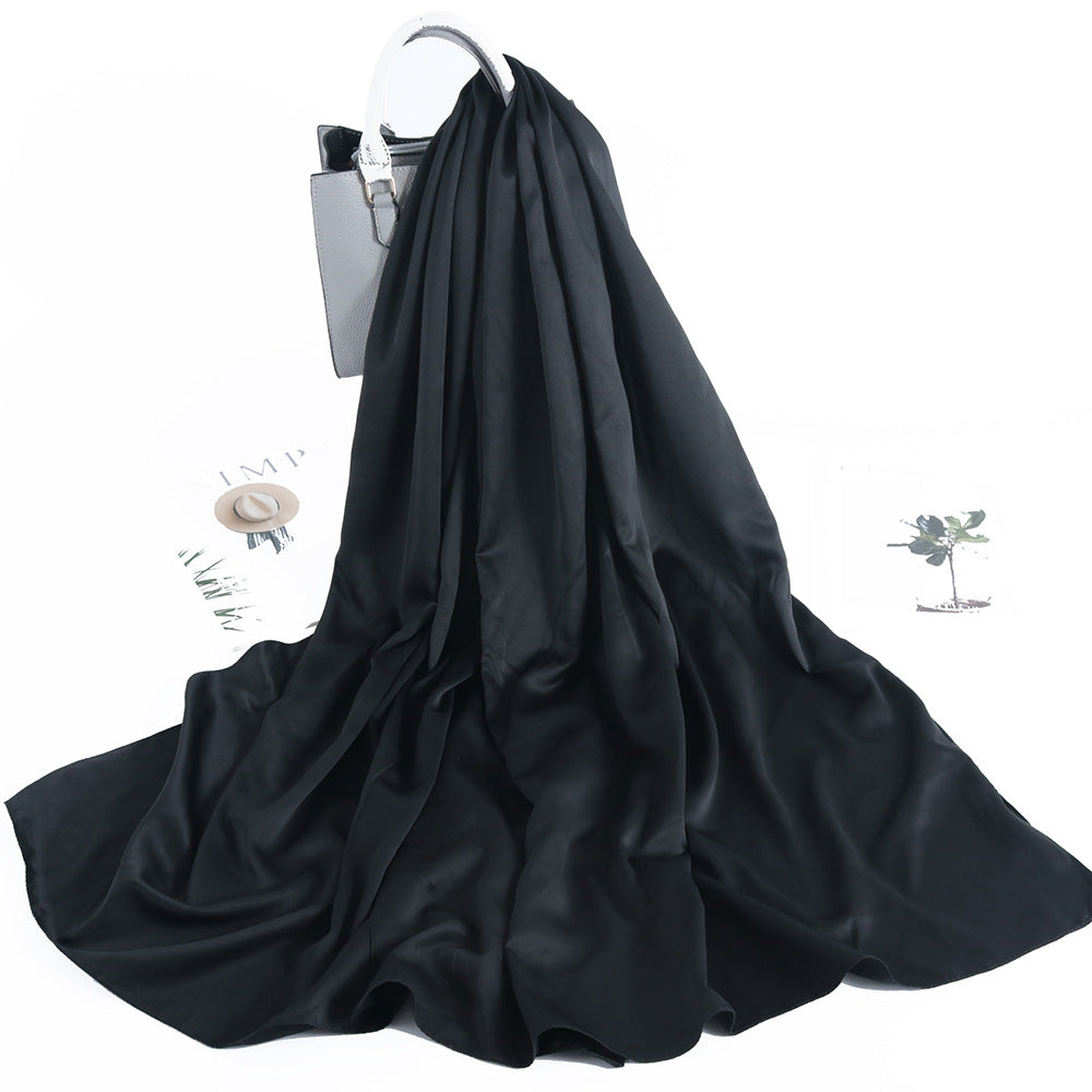 Solid Color Casual Malay Scarf Satin Shawl