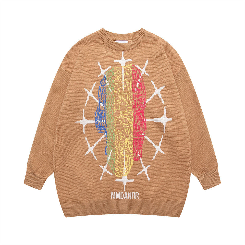Striktrøje med stjernekors og rund hals fra Trendy Brand