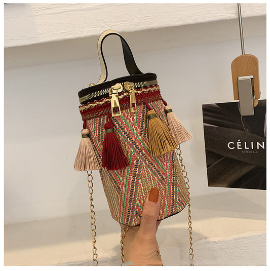 Ethnic Style Bag Female Fashion Hand-held Chain Weaving