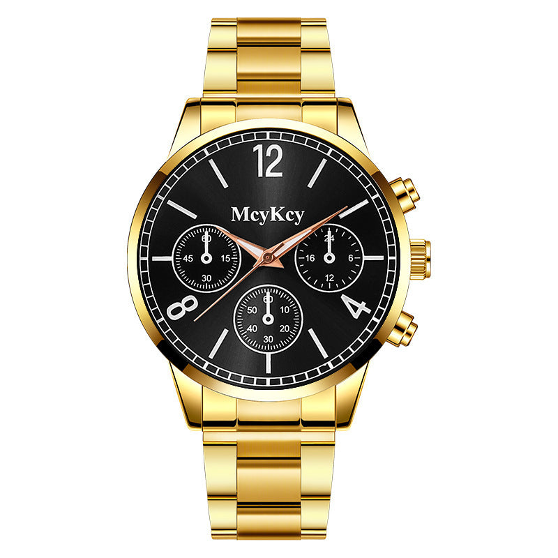 Fake Three-eye Men's Steel Belt Business Casual Quartz Watch