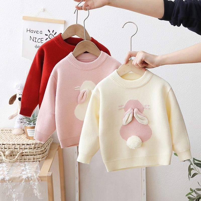 Girls' Knitted Thickened Integral Velvet Sweater