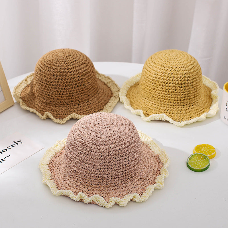 Colorblock Papyrus Foldable Children's Straw Hat