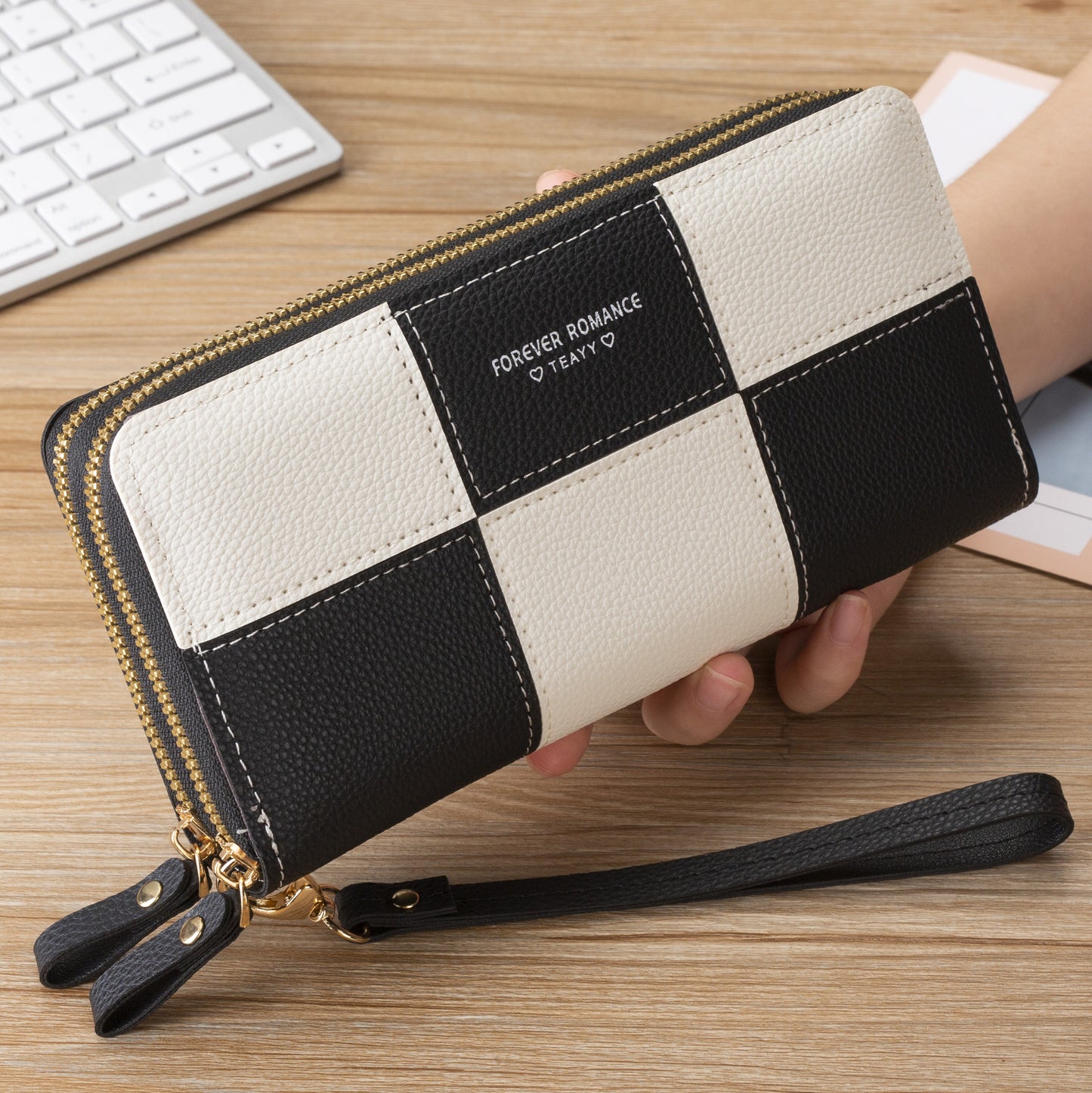 Three Color Splicing Zipper Mobile Phone Bag Wallet