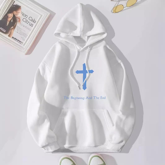 Hættetrøje til kvinder med børstet finish og Jesus-print