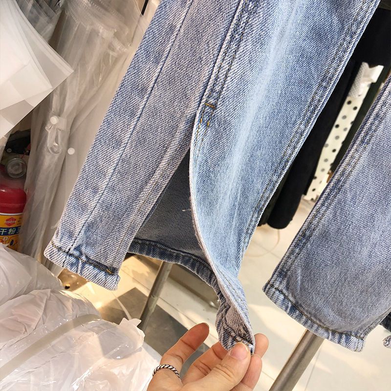 Women's High Waist Slimming Straight Slit Wide Leg Pants Bootcut Jeans