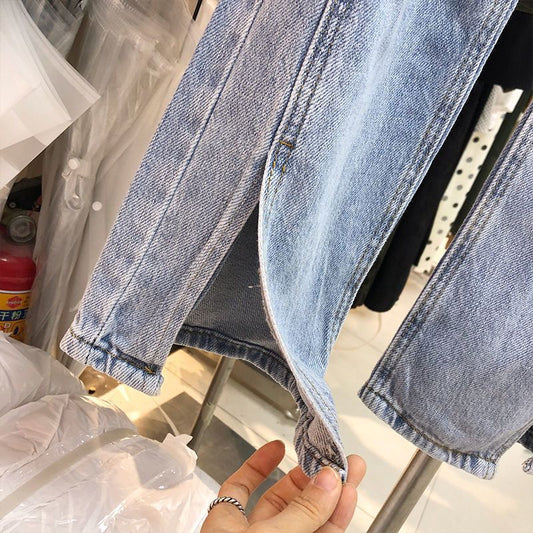 Women's High Waist Slimming Straight Slit Wide Leg Pants Bootcut Jeans