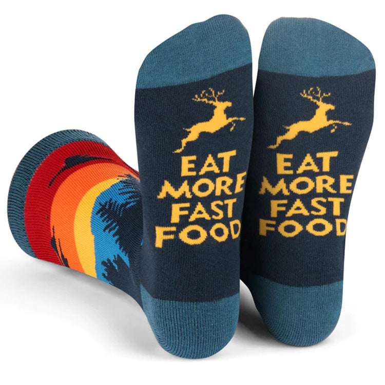 Alphabet Trendy Socks Cotton Street Sesh Middle Tube