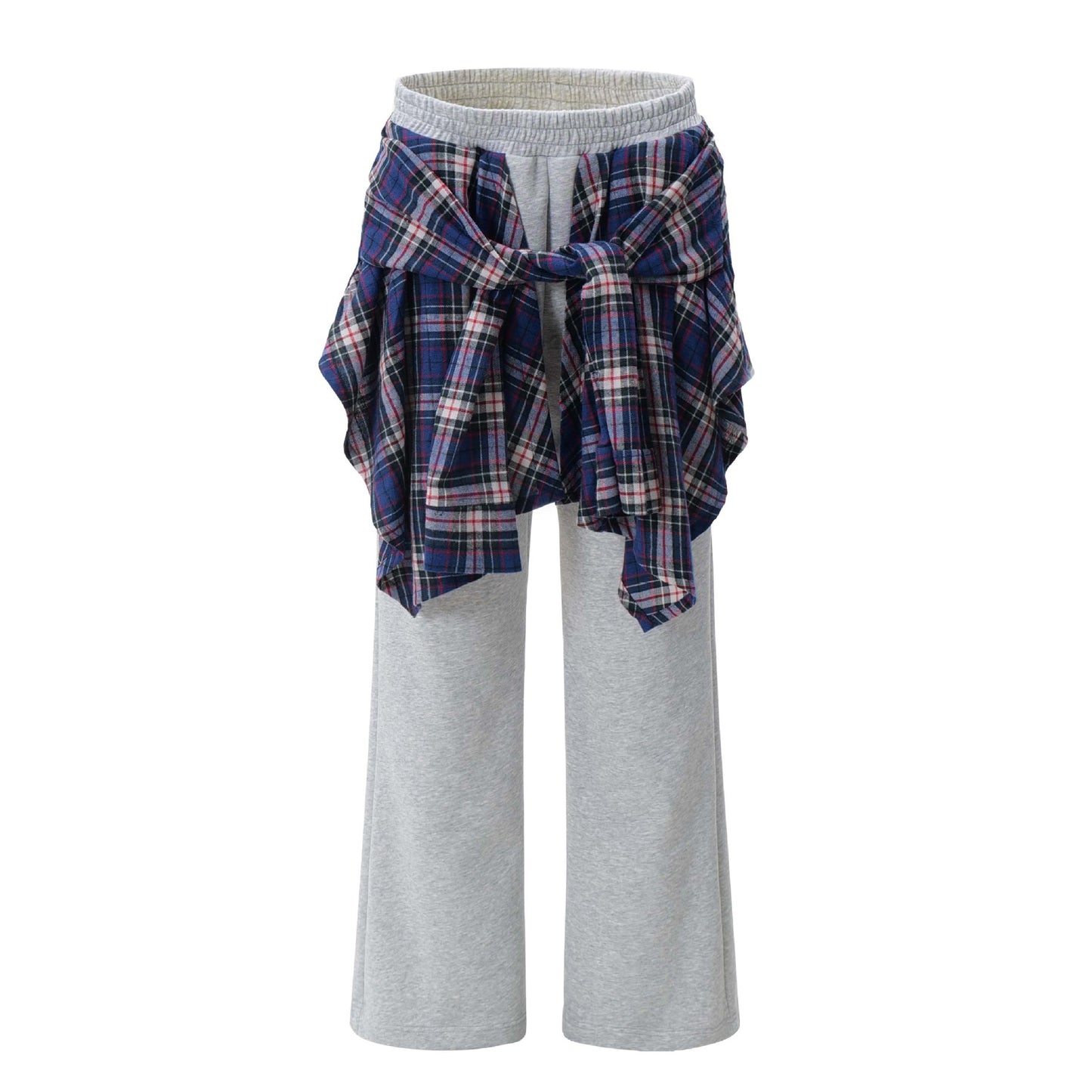 Patch Plaid Fart Curtain Pants Loose Wide-leg Casual Pants