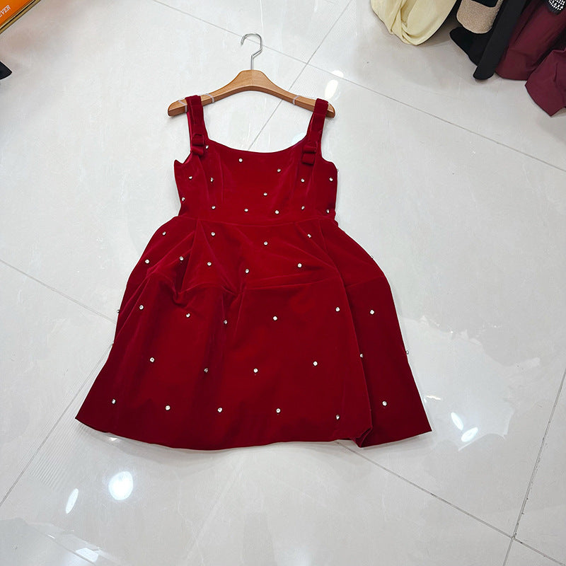 Fitted Black Dress With A Puffy Mini Skirt