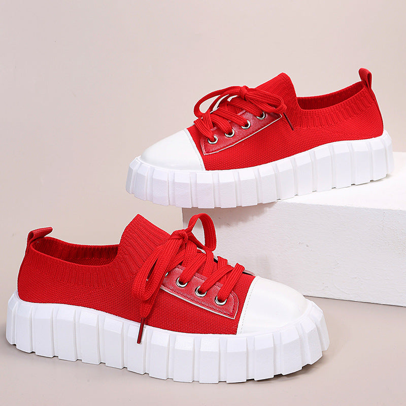 Women's Spring New Retro Round Toe Lace-up Biscuit Shoes