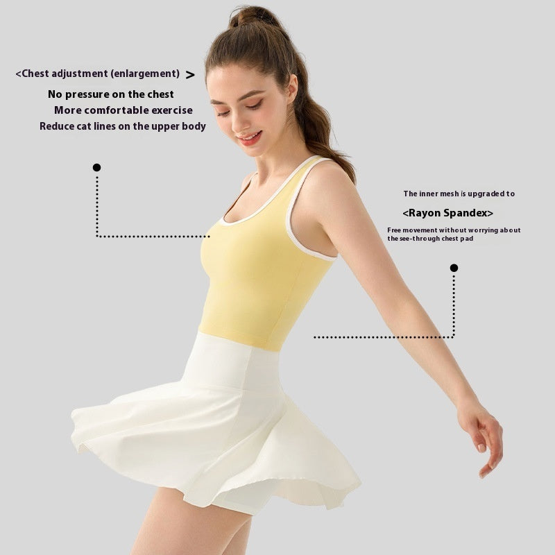 Nude Feel Yogatoj Vest Semi-fast Kop Tennis Træning Sports-bh Farvekontrast Kort