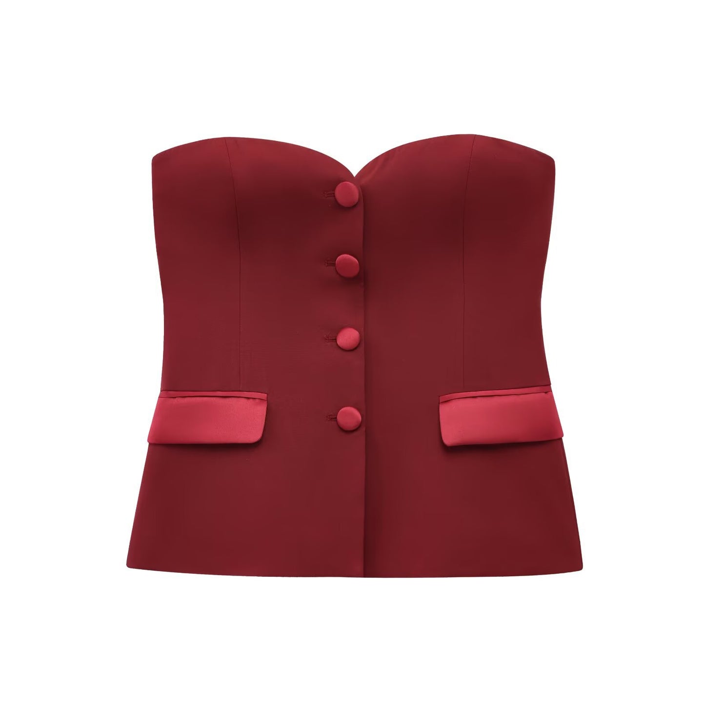 New Summer Silk-satin Textured Spliced Corset-style Top