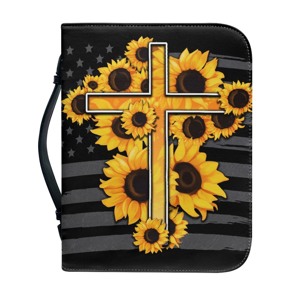 Portable Printing Book Protection Storage Holy Book Cross Sunflower Handbag