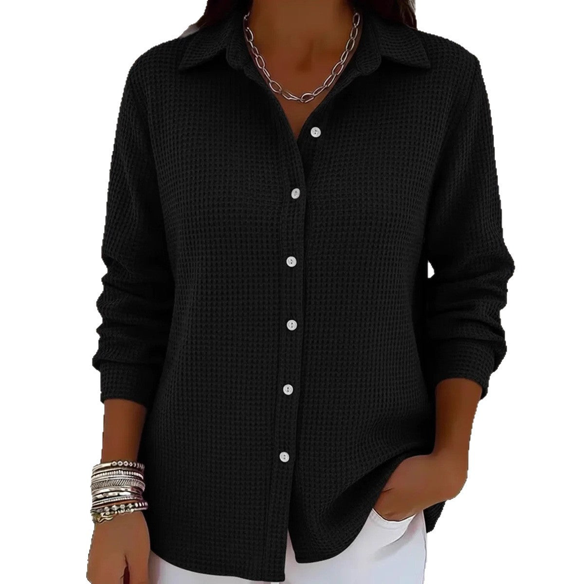 Button-front Knitted Cardigan With A Lapel Neckline