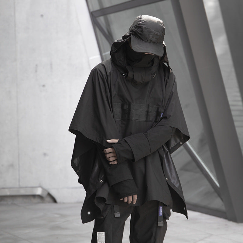 Functional Cloak Dark Shawl Outdoor Rain And Snow Trench Coat