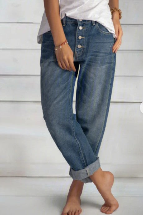 New Fashion Casual Jeans Beaded Straight Pants
